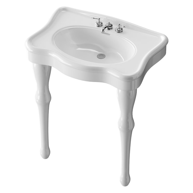 White Console Sink China Two Spindle Legs - Image 3