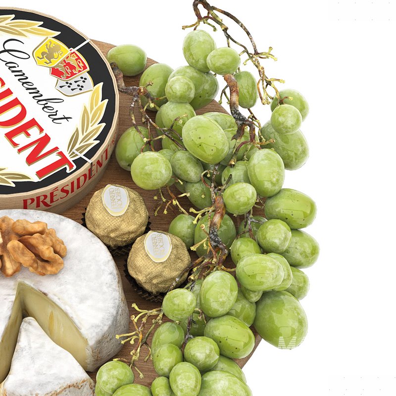 plate of cheese figs and grapes - Image 2