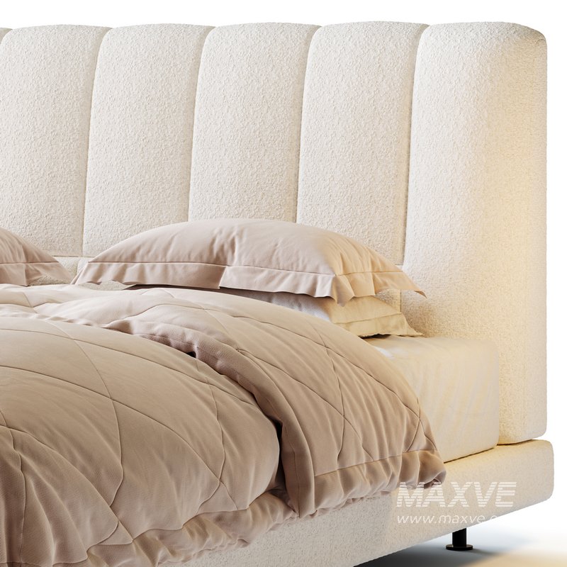 Dylan White Boucle Minimalist Bed Frame - Image 3