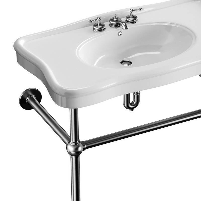 Console Sink Porcelain Belle Epoque with Black Nickel Support Legs - Image 4