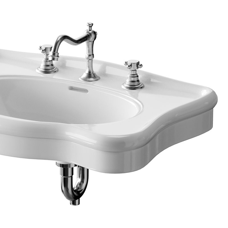 Bathroom Console Sink Deluxe Counter Top White Vitreous China - Image 7
