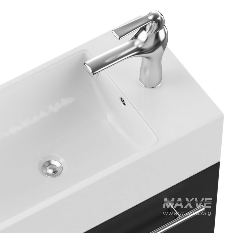 Small Wall Mounted Cabinet Vanity Bathroom Sink Cabinet Black - Image 5