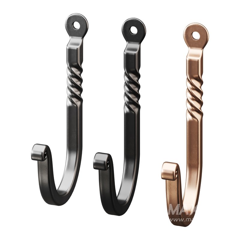 Black Wrought Iron Wall Mount Hooks - Image 5