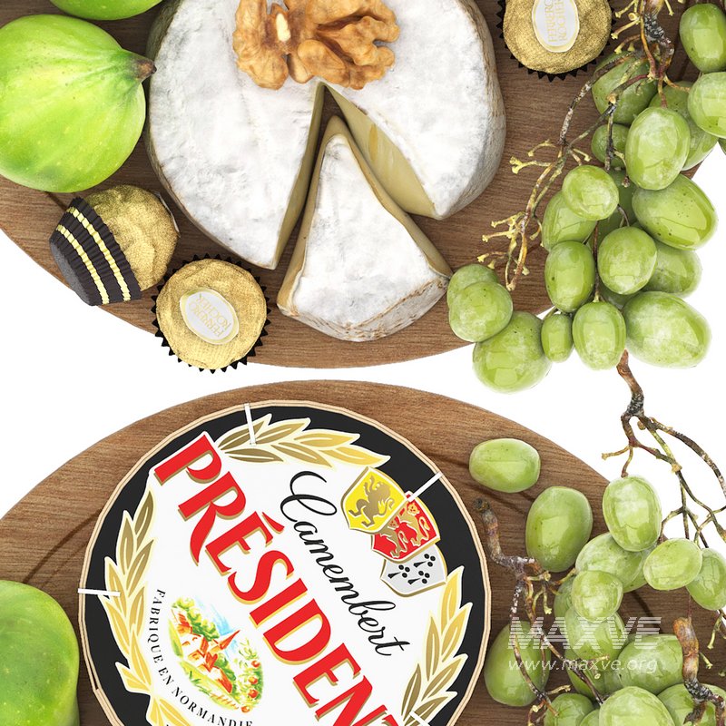 plate of cheese figs and grapes - Image 4