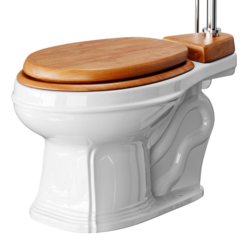 White High Tank Toilet with Round Bowl Chrome Plate Z-Pipe - Image 5