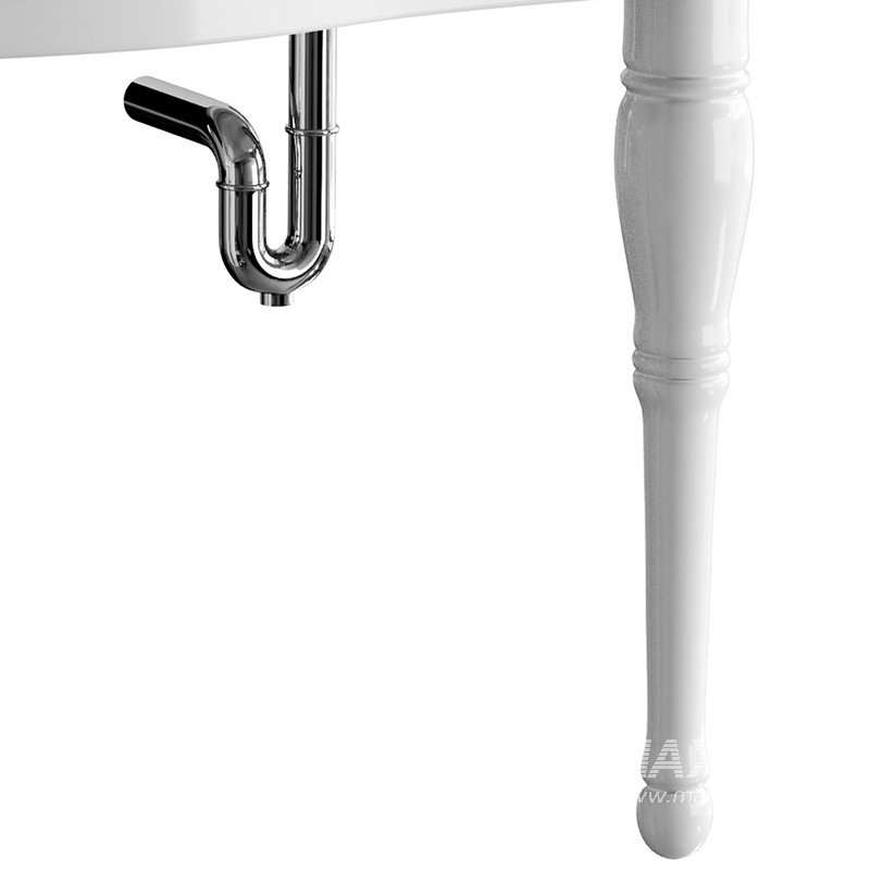 Double Basin Console Bathroom Sink White with 2 Spindle Legs and Overflow - Image 5