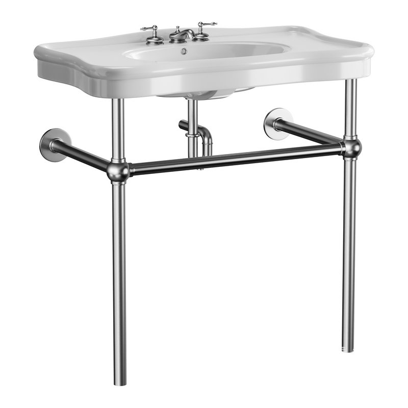 Console Sink Porcelain Belle Epoque with Black Nickel Support Legs - Image 5