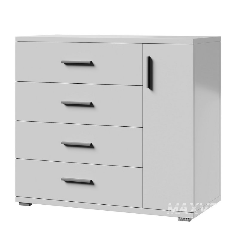 Komod INNOVO White Black Wood - Image 4