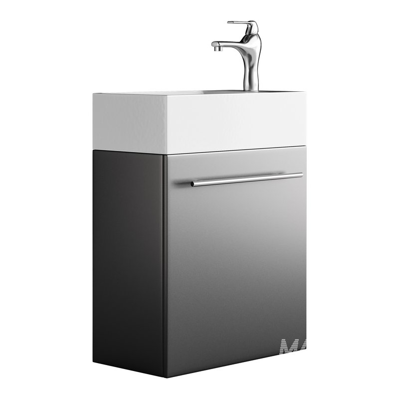 Small Wall Mounted Cabinet Vanity Bathroom Sink Cabinet Black - Image 8