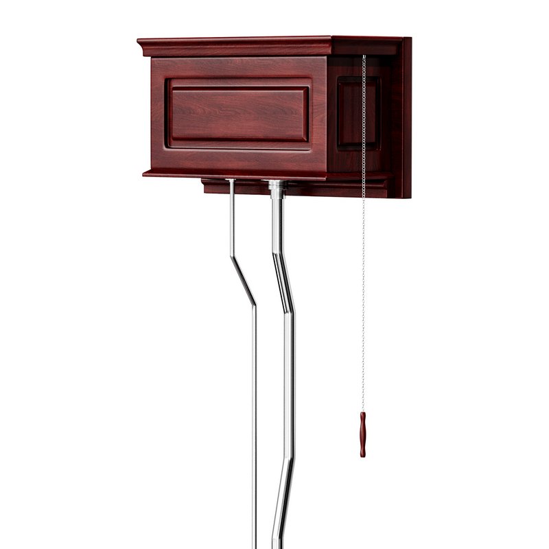 Dark Oak High Tank Pull Chain Toilet Wooden Tank Round Bowl - Image 6