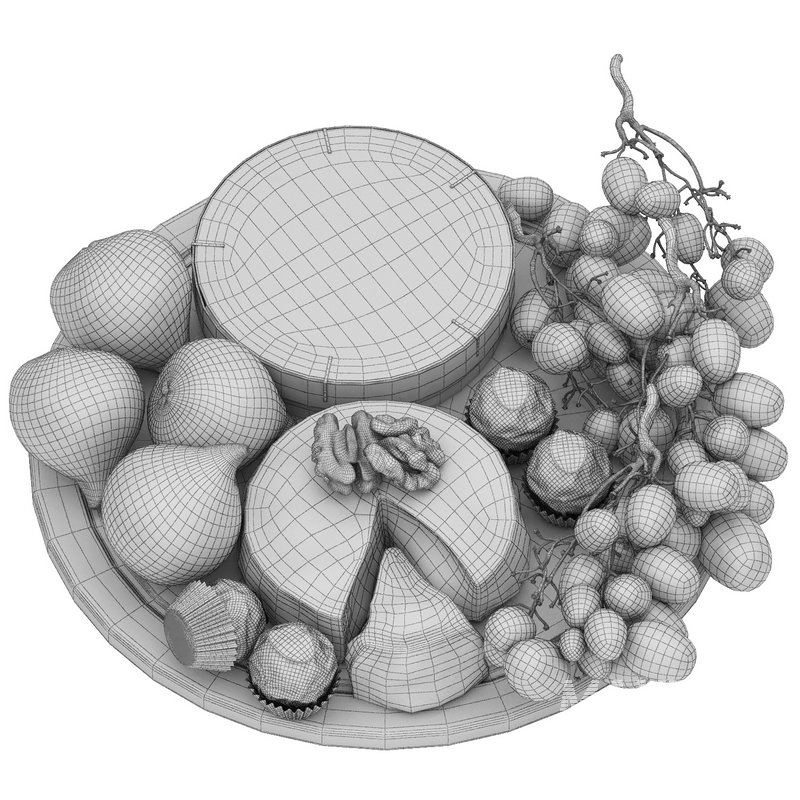 plate of cheese figs and grapes - Image 5