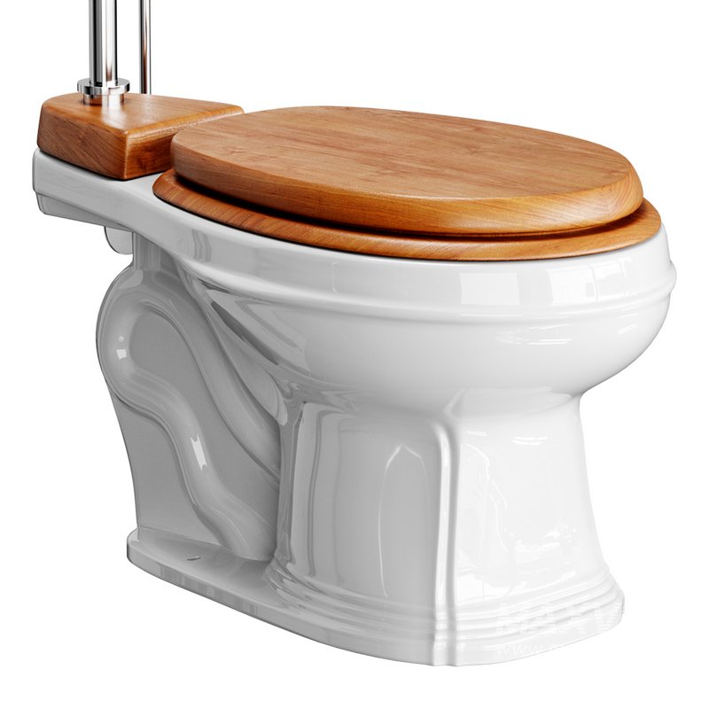 White High Tank Toilet with Round Bowl Chrome Plate Z-Pipe - Image 7