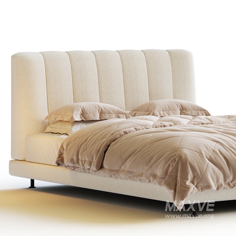 Dylan White Boucle Minimalist Bed Frame - Image 7