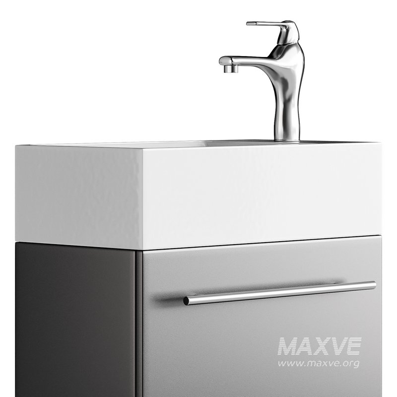 Small Wall Mounted Cabinet Vanity Bathroom Sink Cabinet Black - Image 6