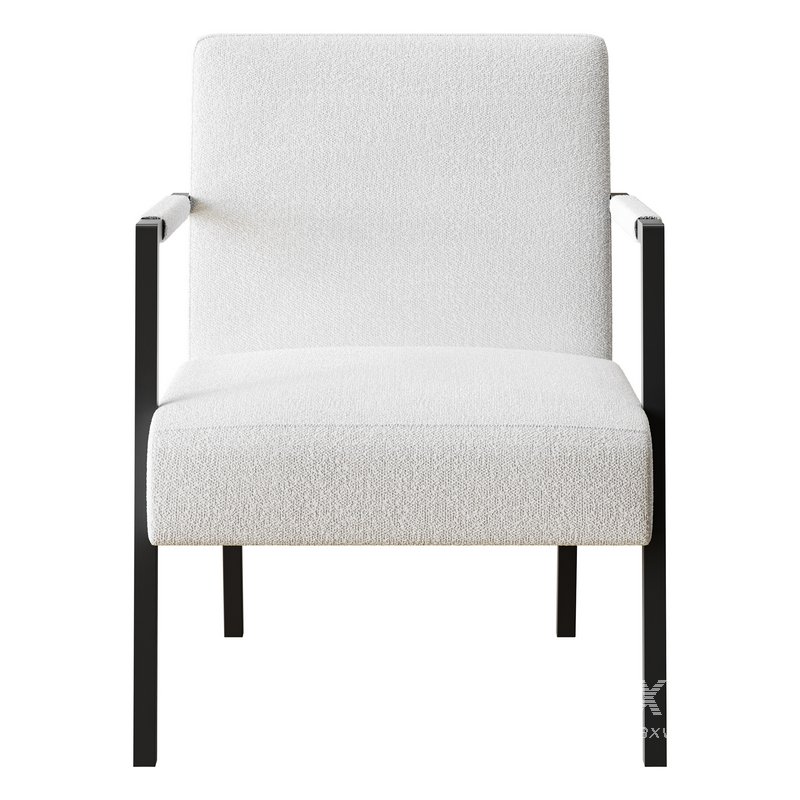 Hatton Steel Frame Boucle Accent Chair-Grey - Image 6