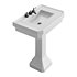 White Large Vitreous Victorian Pedestal Sink with Widespread Black Belle Faucet - Thumbnail 7