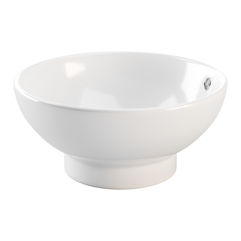 Round Countertop Vessel Bathroom Sink White with Overflow - Image 6
