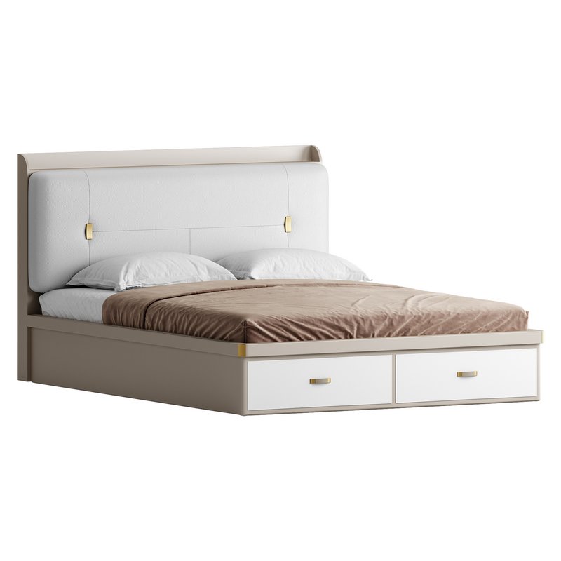 White Wooden Luxury Leather Upholstered Bed - Image 7