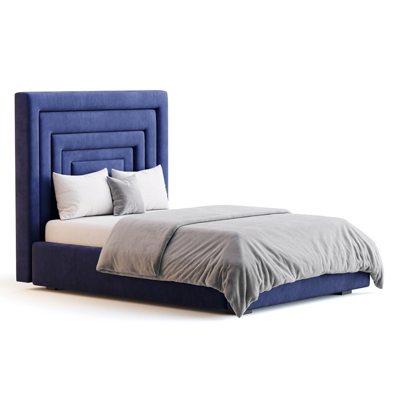 Maklaine Contemporary Navy Velvet Full Bed - Image 8