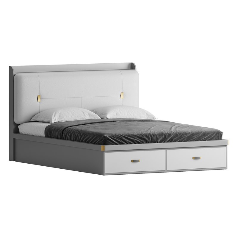 White Wooden Luxury Leather Upholstered Bed - Image 8