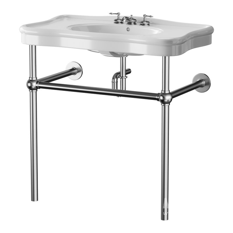 Console Sink Porcelain Belle Epoque with Black Nickel Support Legs - Image 7