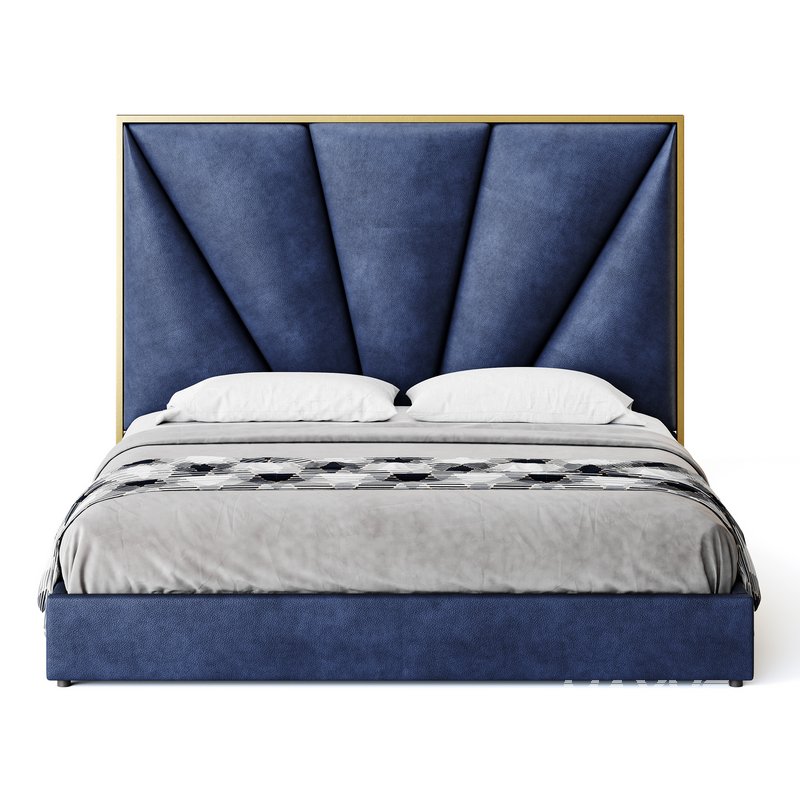 Royal Blue Upholstered Luxury King Size size Bed - Image 7