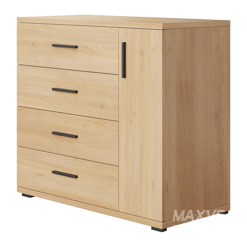 Komod INNOVO White Black Wood - Image 10