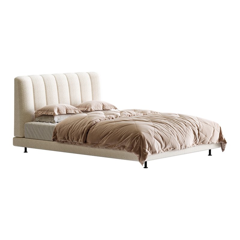 Dylan White Boucle Minimalist Bed Frame - Image 8