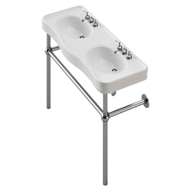 White Console Sink Double Deluxe with Black Nickel Bistro Legs - Image 8
