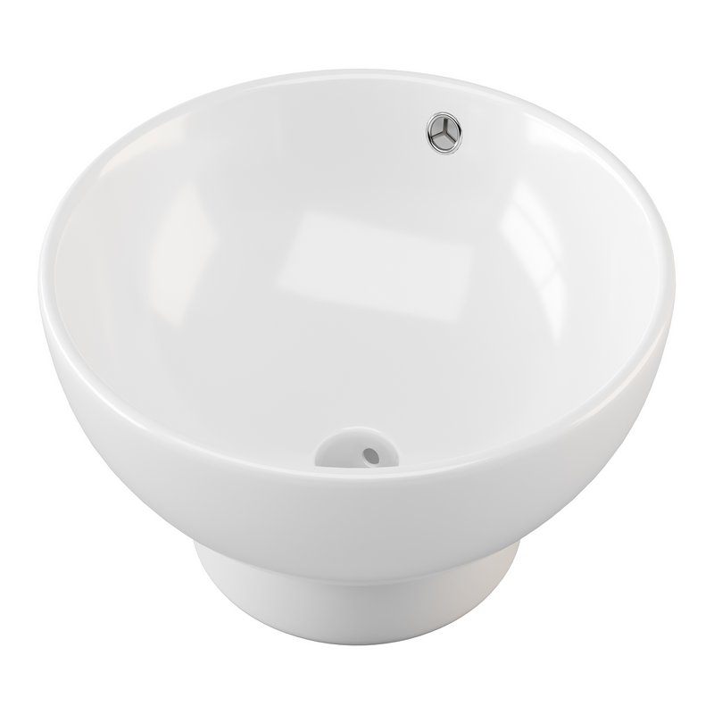 Round Countertop Vessel Bathroom Sink White with Overflow - Image 7