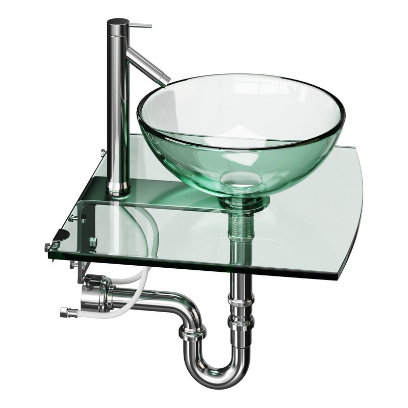 Unique Tempered Glass Wall Mount Vessel Sink - Image 9