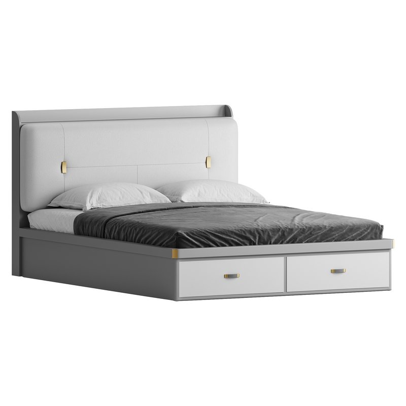 White Wooden Luxury Leather Upholstered Bed - Image 9