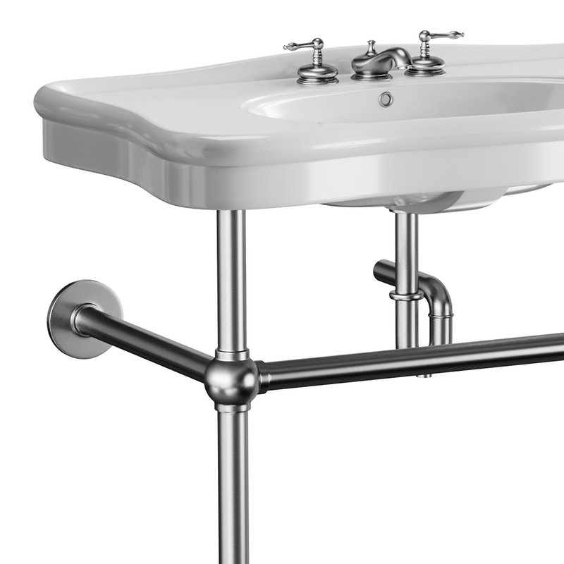 Console Sink Porcelain Belle Epoque with Black Nickel Support Legs - Image 8