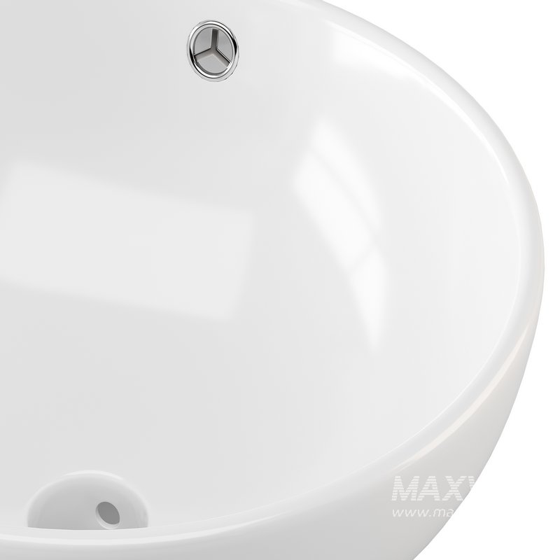 Round Countertop Vessel Bathroom Sink White with Overflow - Image 9