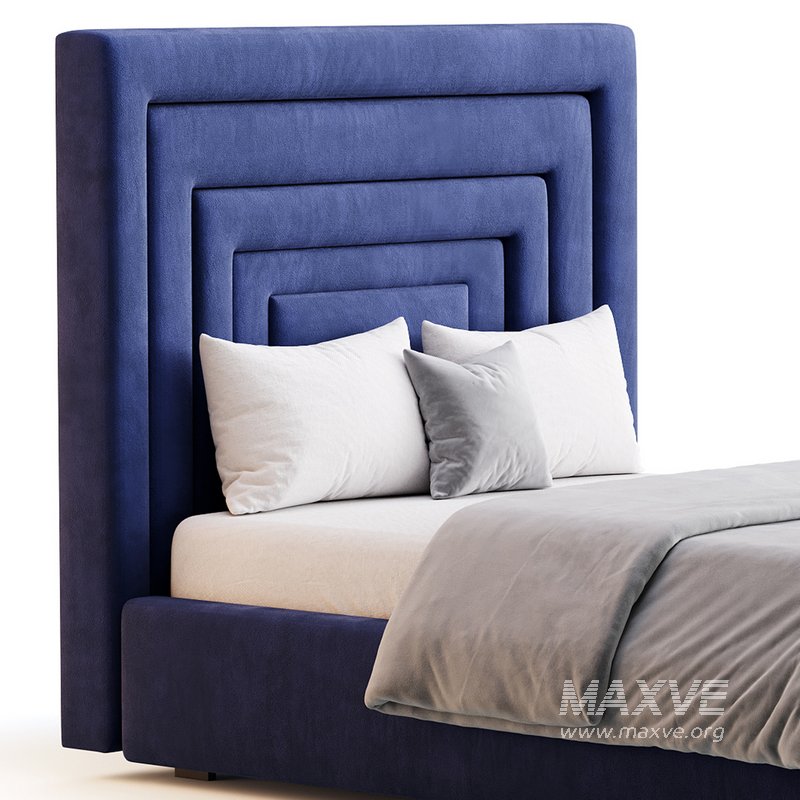 Maklaine Contemporary Navy Velvet Full Bed - Image 9