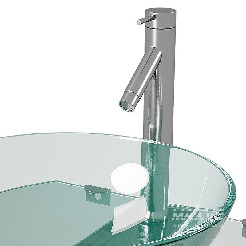 Corona 27 7 8 Glass Wall Mounted Bathroom Sink with Round Counter Faucet and Drain - Image 9