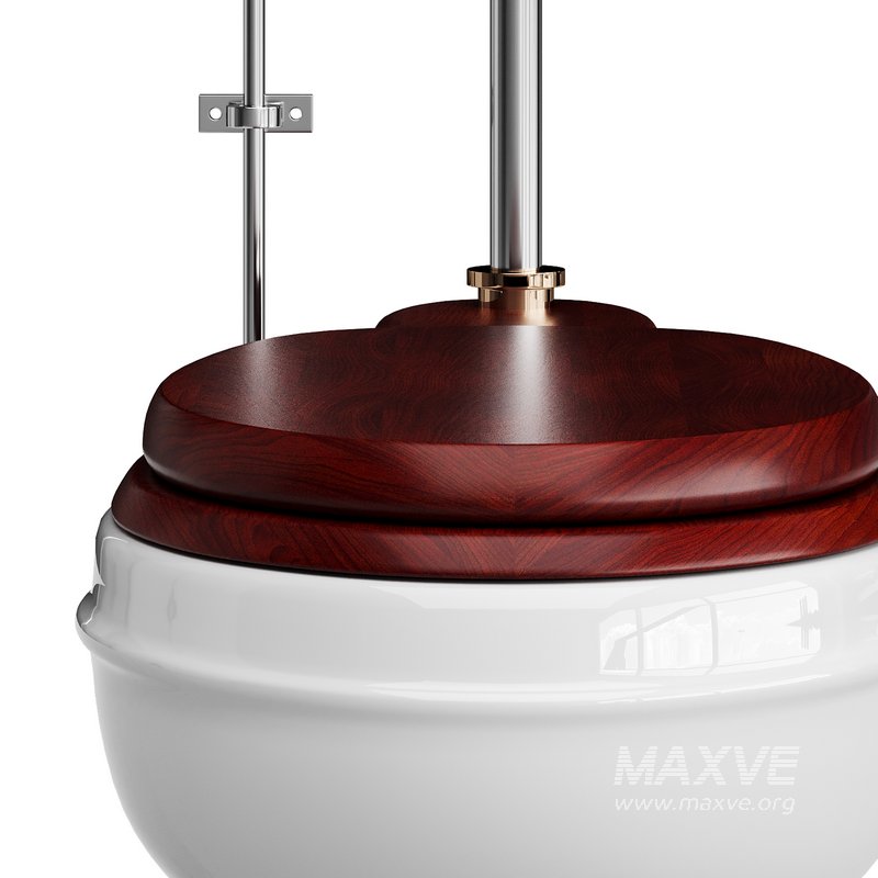 Dark Oak High Tank Pull Chain Toilet Wooden Tank Round Bowl - Image 8