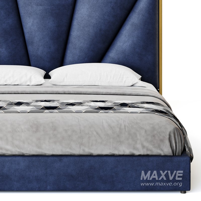 Royal Blue Upholstered Luxury King Size size Bed - Image 9