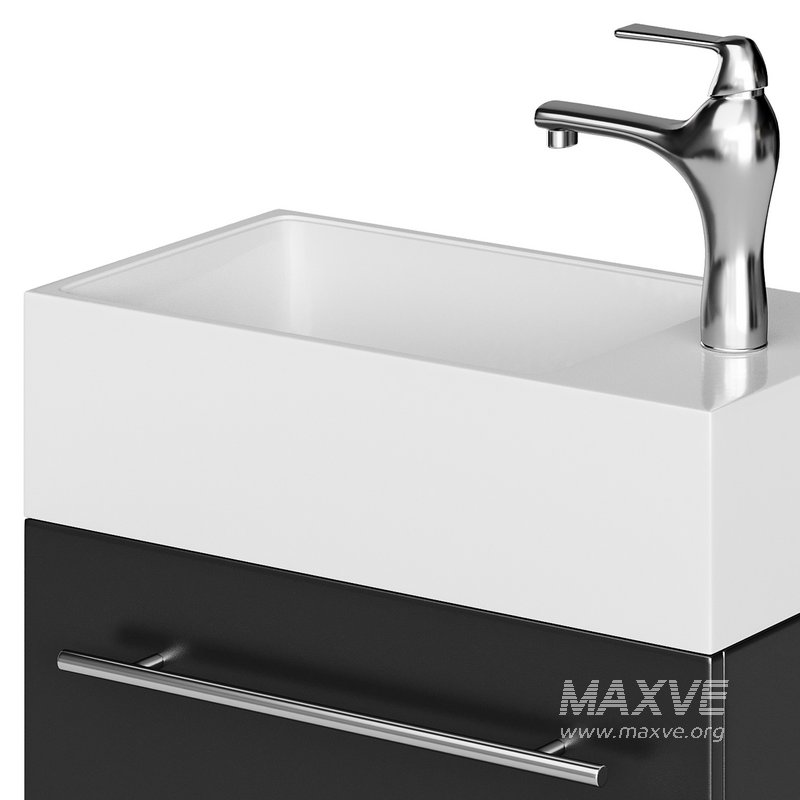 Small Wall Mounted Cabinet Vanity Bathroom Sink Cabinet Black - Image 9