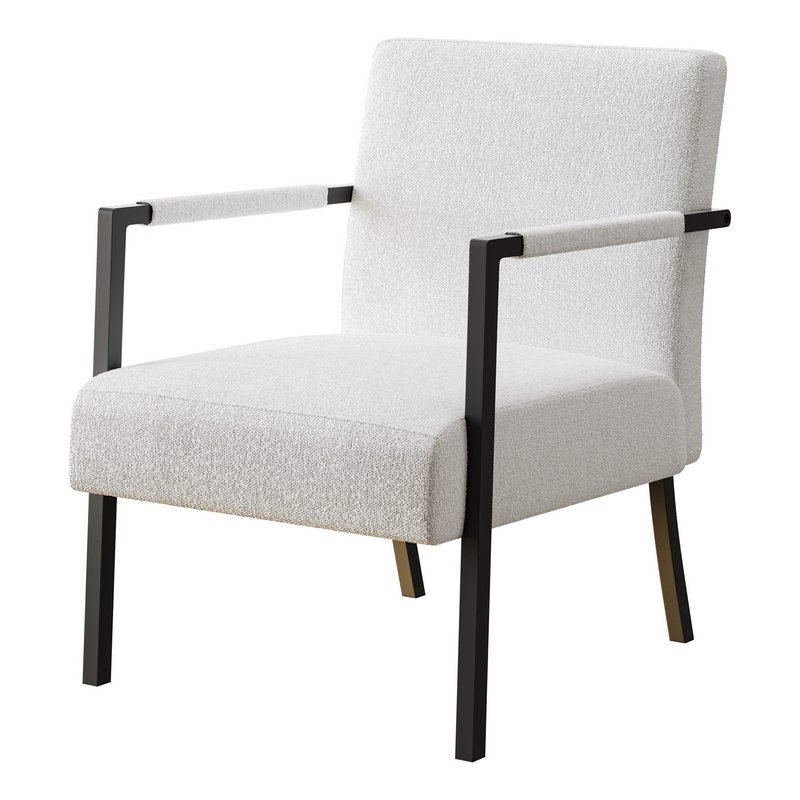 Hatton Steel Frame Boucle Accent Chair-Grey - Image 9