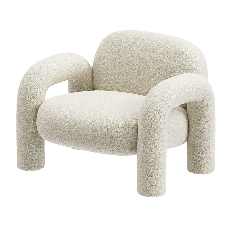 Bobo White Boucle Arm Chair - Image 2