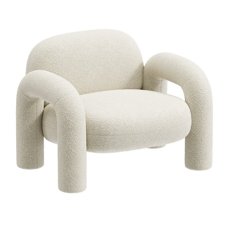 Bobo White Boucle Arm Chair - Image 1