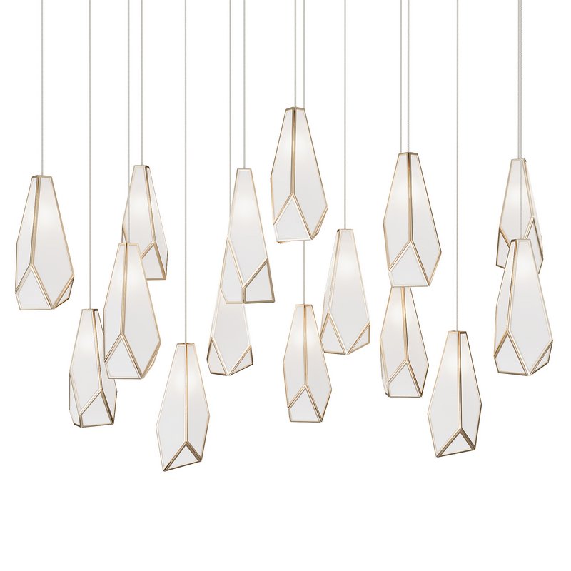 Glace White 15-Light Linear Multi-Drop Pendant - Image 1