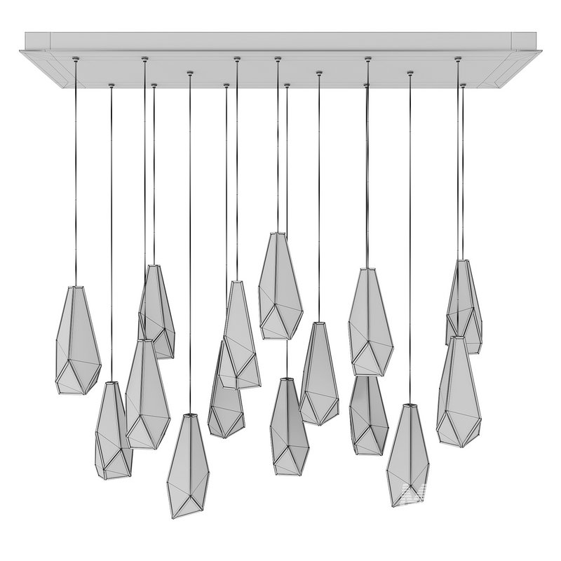 Glace White 15-Light Linear Multi-Drop Pendant - Image 3