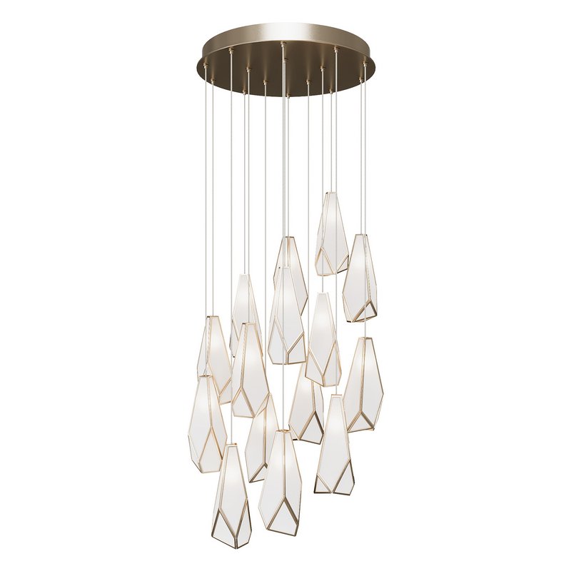 Glace White 15-Light Round Multi-Drop Pendant - Image 1