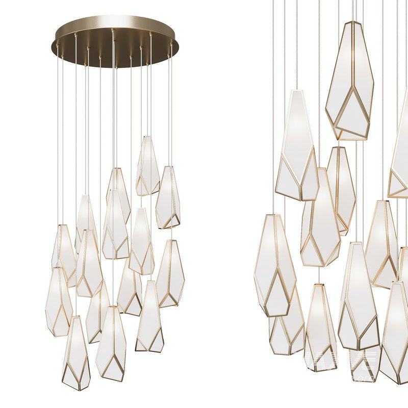 Glace White 15-Light Round Multi-Drop Pendant - Image 2