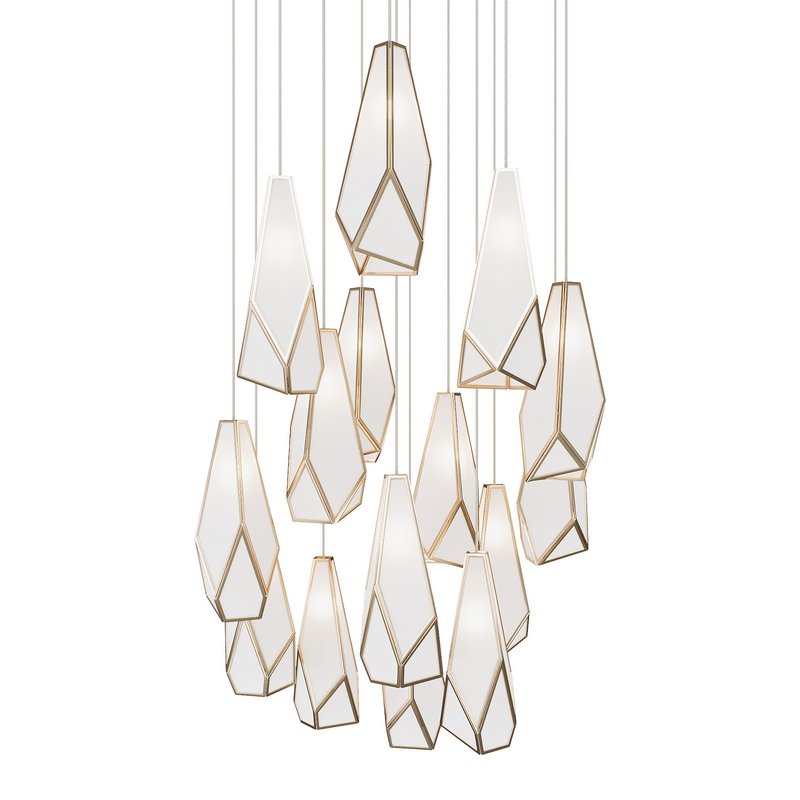 Glace White 15-Light Round Multi-Drop Pendant - Image 3
