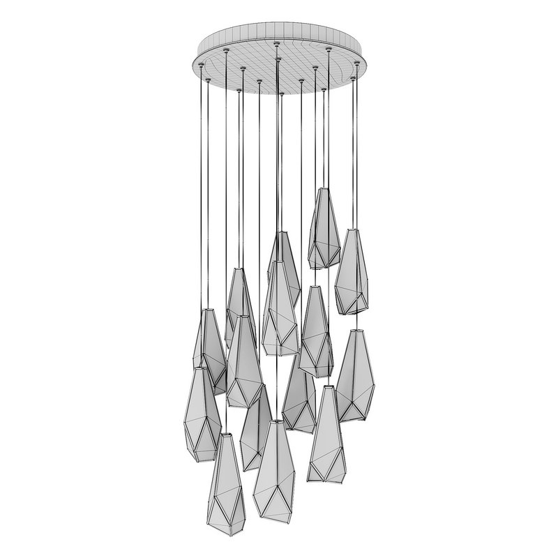 Glace White 15-Light Round Multi-Drop Pendant - Image 4