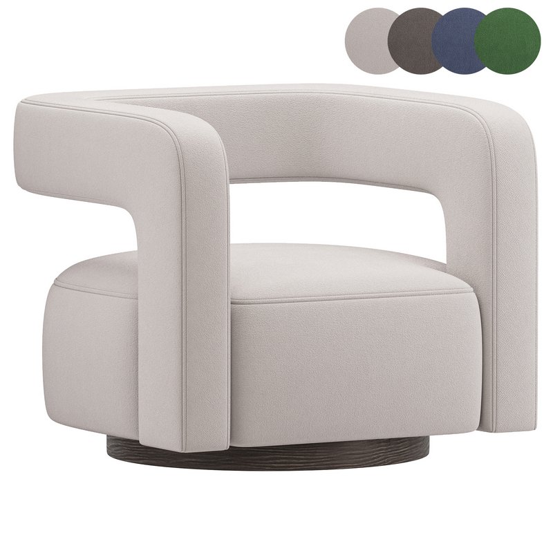Restoration Hardware Drew Curved Swivel Chair RH - Image 1