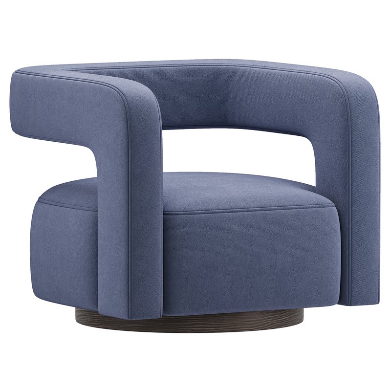 Restoration Hardware Drew Curved Swivel Chair RH - Image 3